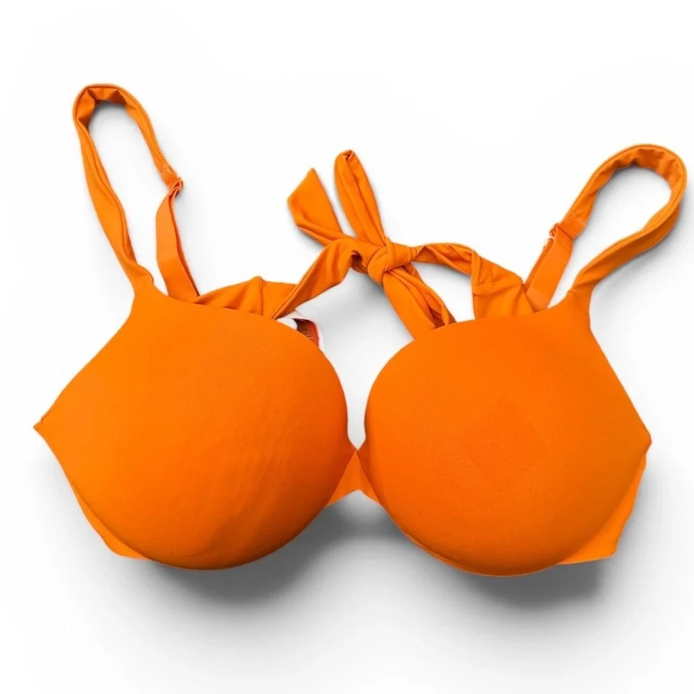 SKIMS Signature Swim Ultimate Push-Up Bikini Top Tangerine Orange Size 10 (L)NEW